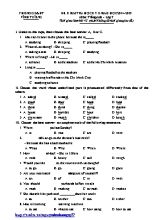 Đề kiểm tra học kỳ II môn Tiếng Anh 7 - Năm học 2014-2015 - Phòng GD & ĐT Vĩnh Tường